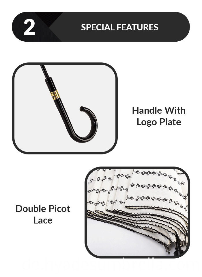 Gedrucktes Handbuch Offener gerader Regenschirm Printed Manual Open Straight Umbrella